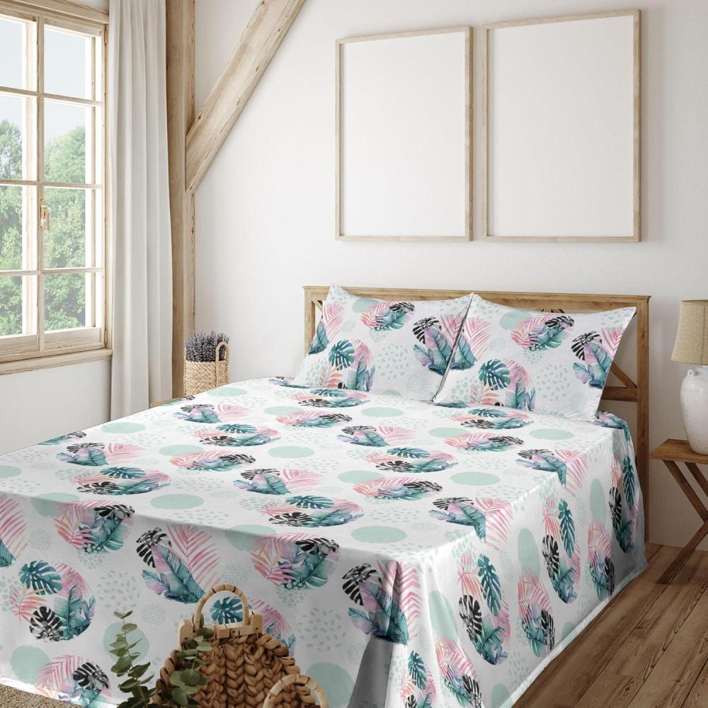 imageAmbesonne Spring Floral Sheet Set Valentines Day Concept Romantic Garden Flowers with Leaves Greenery Fitted and Flat Sheet with Pillowcases Bedding Accent 4 Piece Set Queen Seafoam Peach WhiteAlmond Green Dark Coral