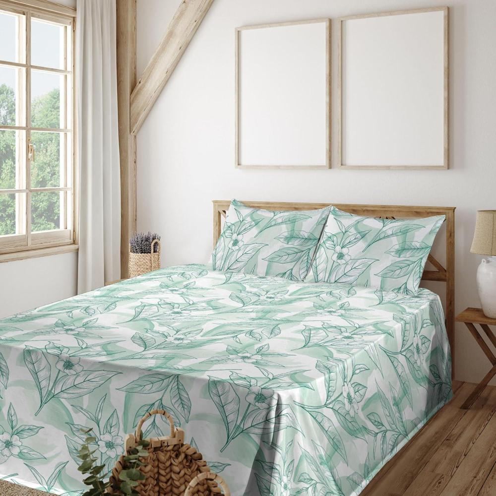 imageAmbesonne Spring Floral Sheet Set Valentines Day Concept Romantic Garden Flowers with Leaves Greenery Fitted and Flat Sheet with Pillowcases Bedding Accent 4 Piece Set Queen Seafoam Peach WhiteAlmond Green Sea Green