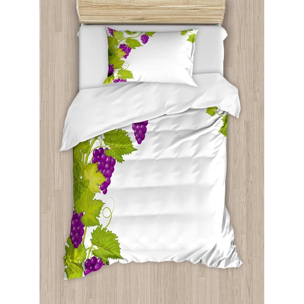 imageAmbesonne Valentines Day Duvet Cover Set Love Tree with Heart Romance Fruits Leaves Forest Couple Art Decorative 3 Piece Bedding Set with 2 Pillow Shams King Size Vermilion BlackViolet Green