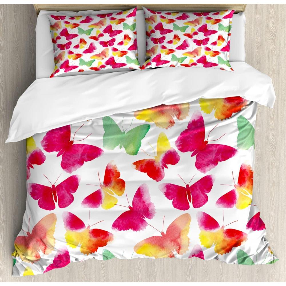 imageAmbesonne Valentines Day Duvet Cover Set Love Tree with Heart Romance Fruits Leaves Forest Couple Art Decorative 3 Piece Bedding Set with 2 Pillow Shams King Size Vermilion BlackFuchsia Green