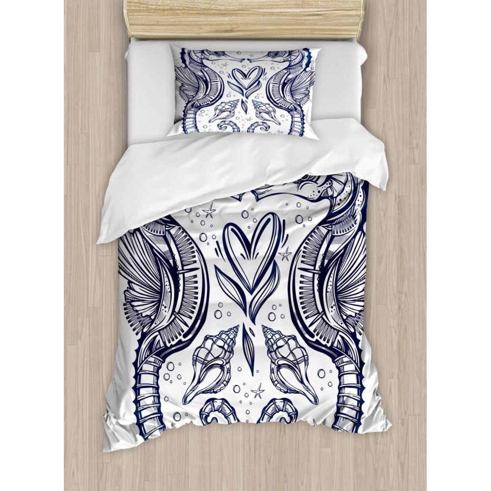 imageAmbesonne Valentines Day Duvet Cover Set Love Tree with Heart Romance Fruits Leaves Forest Couple Art Decorative 3 Piece Bedding Set with 2 Pillow Shams King Size Vermilion BlackRoyal Blue