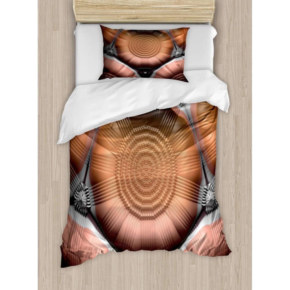 imageAmbesonne Valentines Day Duvet Cover Set Love Tree with Heart Romance Fruits Leaves Forest Couple Art Decorative 3 Piece Bedding Set with 2 Pillow Shams King Size Vermilion BlackCoral Grey