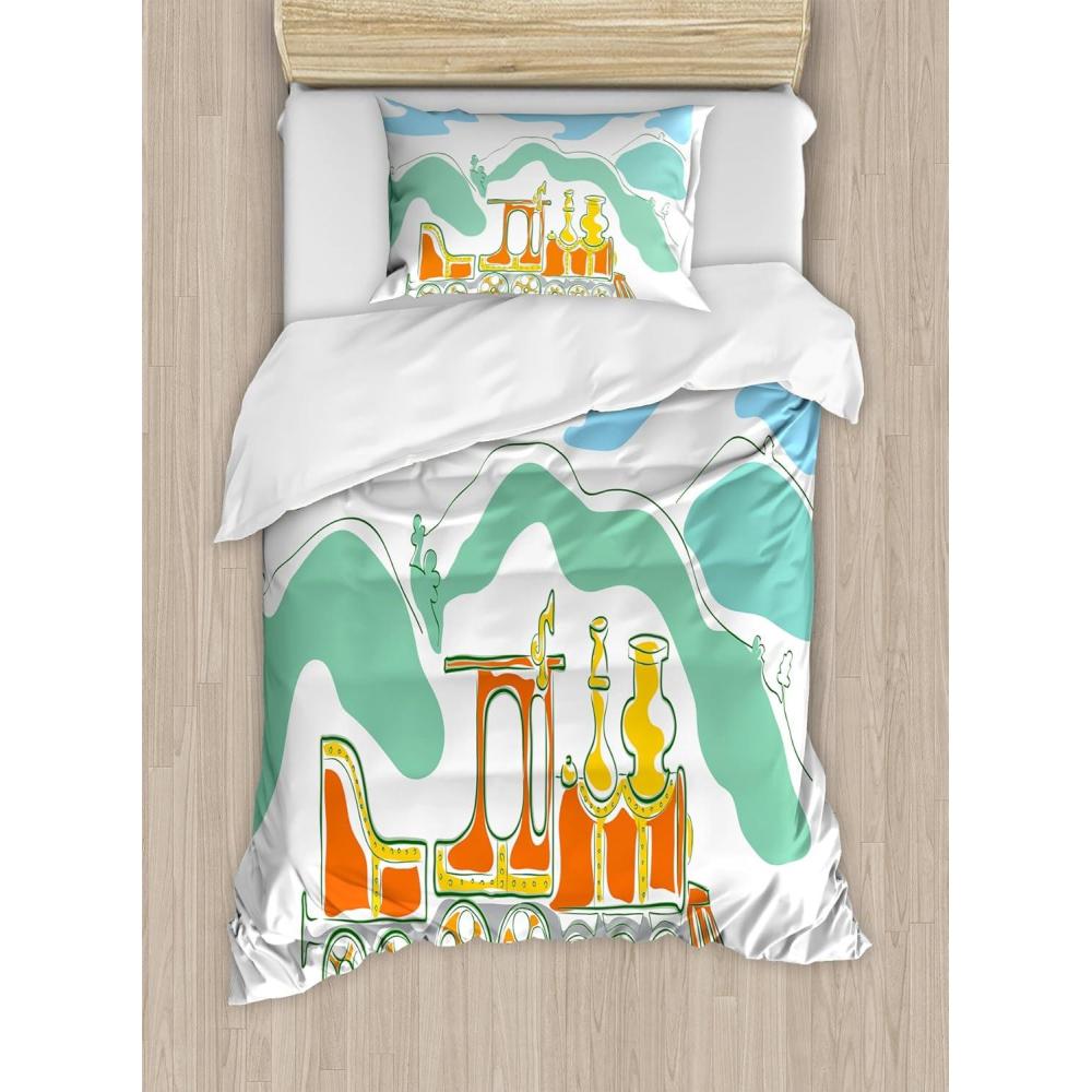 imageAmbesonne Valentines Day Duvet Cover Set Love Tree with Heart Romance Fruits Leaves Forest Couple Art Decorative 3 Piece Bedding Set with 2 Pillow Shams King Size Vermilion BlackGreen Blue Orange