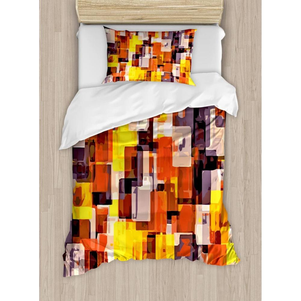 imageAmbesonne Valentines Day Duvet Cover Set Love Tree with Heart Romance Fruits Leaves Forest Couple Art Decorative 3 Piece Bedding Set with 2 Pillow Shams King Size Vermilion BlackOrange Yellow and White