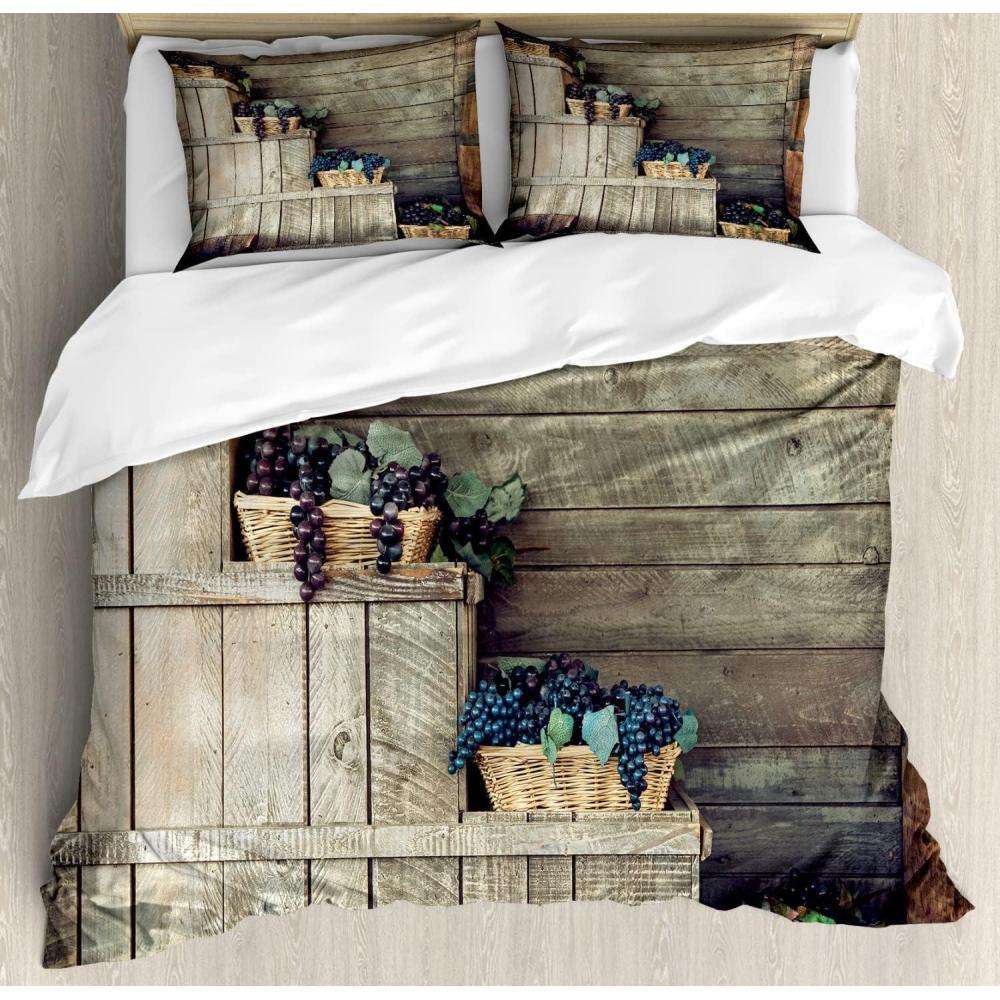 imageAmbesonne Valentines Day Duvet Cover Set Love Tree with Heart Romance Fruits Leaves Forest Couple Art Decorative 3 Piece Bedding Set with 2 Pillow Shams King Size Vermilion BlackPurple Brown