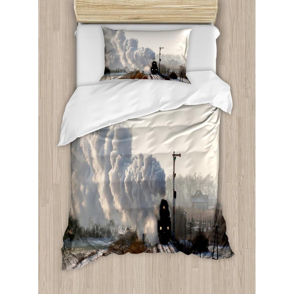 imageAmbesonne Valentines Day Duvet Cover Set Love Tree with Heart Romance Fruits Leaves Forest Couple Art Decorative 3 Piece Bedding Set with 2 Pillow Shams King Size Vermilion BlackPale Grey