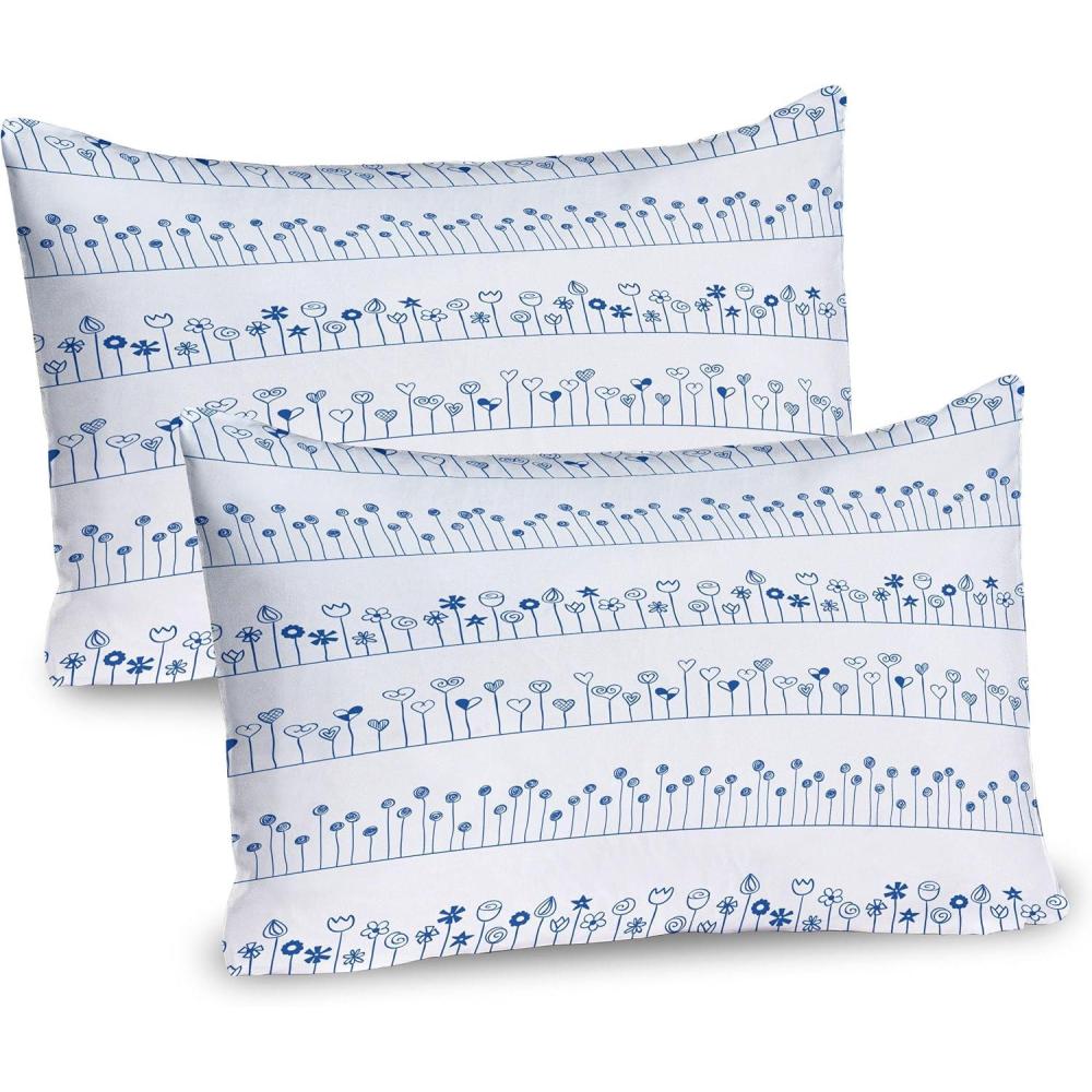 imageAmbesonne Valentines Day Pillow Sham Set of 2 Cat Holding Heart Shaped Baloons Romantic Love Themed Illustration Quality Microfiber Bedding Item for All Seasons 26 x 20 Vermilion BlackCobalt Blue White