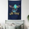 Ambesonne Book Tapestry, World Belongs to Those Who Read Inspirational Words Print on Dark Blue Background, Wall Hanging for Bedroom Living Room Dorm Decor, 40″ X 60″, Navy Blue