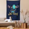 Ambesonne Book Tapestry, World Belongs to Those Who Read Inspirational Words Print on Dark Blue Background, Wall Hanging for Bedroom Living Room Dorm Decor, 40″ X 60″, Navy Blue