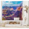 Ambesonne Canyon Tapestry, Aerial View of Epic Grand Canyon Activity of River Stream over Rock Plateau Print, Wide Wall Hanging for Bedroom Living Room Dorm, 60″ X 40″, Blue Tan
