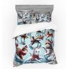 Ambesonne Cat Bedding Set, Romantic Date Night of Kitties Drinking Milkshake Cozy Night Scene Valentines, 4 Piece Duvet Cover Set with Shams and Fitted Sheet, Queen Size, Dark Blue Apricot(Soft Blue Burnt Orange)