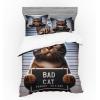 Ambesonne Cat Bedding Set, Romantic Date Night of Kitties Drinking Milkshake Cozy Night Scene Valentines, 4 Piece Duvet Cover Set with Shams and Fitted Sheet, Queen Size, Dark Blue Apricot(Umber and Pale Blue Grey)