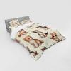 Ambesonne Cat Bedding Set, Romantic Date Night of Kitties Drinking Milkshake Cozy Night Scene Valentines, 4 Piece Duvet Cover Set with Shams and Fitted Sheet, Queen Size, Dark Blue Apricot(Ivory Apricot and Dark Grey)