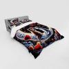 Ambesonne Cat Bedding Set, Romantic Date Night of Kitties Drinking Milkshake Cozy Night Scene Valentines, 4 Piece Duvet Cover Set with Shams and Fitted Sheet, Queen Size, Dark Blue Apricot(Indigo and Scarlet)