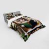 Ambesonne Cat Bedding Set, Romantic Date Night of Kitties Drinking Milkshake Cozy Night Scene Valentines, 4 Piece Duvet Cover Set with Shams and Fitted Sheet, Queen Size, Dark Blue Apricot(Green Paprika Beige)