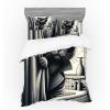 Ambesonne Cat Bedding Set, Romantic Date Night of Kitties Drinking Milkshake Cozy Night Scene Valentines, 4 Piece Duvet Cover Set with Shams and Fitted Sheet, Queen Size, Dark Blue Apricot(Dark Grey Pale Sepia)