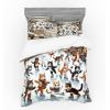 Ambesonne Cat Bedding Set, Romantic Date Night of Kitties Drinking Milkshake Cozy Night Scene Valentines, 4 Piece Duvet Cover Set with Shams and Fitted Sheet, Queen Size, Dark Blue Apricot(Orange Brown Pale Blue)