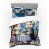 Ambesonne Cat Bedding Set, Romantic Date Night of Kitties Drinking Milkshake Cozy Night Scene Valentines, 4 Piece Duvet Cover Set with Shams and Fitted Sheet, Queen Size, Dark Blue Apricot(Night Blue Rose Apricot)