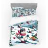 Ambesonne Cat Bedding Set, Romantic Date Night of Kitties Drinking Milkshake Cozy Night Scene Valentines, 4 Piece Duvet Cover Set with Shams and Fitted Sheet, Queen Size, Dark Blue Apricot(Pale Blue Raspberry White)