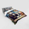 Ambesonne Cat Bedding Set, Romantic Date Night of Kitties Drinking Milkshake Cozy Night Scene Valentines, 4 Piece Duvet Cover Set with Shams and Fitted Sheet, Queen Size, Dark Blue Apricot(Dark Blue Apricot)