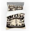 Ambesonne Cat Bedding Set, Romantic Date Night of Kitties Drinking Milkshake Cozy Night Scene Valentines, 4 Piece Duvet Cover Set with Shams and Fitted Sheet, Queen Size, Dark Blue Apricot(Ivory Dark Taupe)