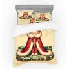 Ambesonne Cat Bedding Set, Romantic Date Night of Kitties Drinking Milkshake Cozy Night Scene Valentines, 4 Piece Duvet Cover Set with Shams and Fitted Sheet, Queen Size, Dark Blue Apricot(Cream Hunter Green and Orange)