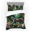 Ambesonne Cat Bedding Set, Romantic Date Night of Kitties Drinking Milkshake Cozy Night Scene Valentines, 4 Piece Duvet Cover Set with Shams and Fitted Sheet, Queen Size, Dark Blue Apricot(Green and Multicolor)