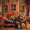 Ambesonne Cat Duvet Cover Set, Romantic Date Night of Kitties Drinking Milkshake Cozy Night Scene Valentines, Decorative 3 Piece Bedding Set with 2 Pillow Shams, California King, Dark Blue Apricot(Marigold Salmon)