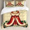 Ambesonne Cat Duvet Cover Set, Romantic Date Night of Kitties Drinking Milkshake Cozy Night Scene Valentines, Decorative 3 Piece Bedding Set with 2 Pillow Shams, California King, Dark Blue Apricot(Cream Hunter Green and Orange)