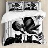 Ambesonne Cat Duvet Cover Set, Romantic Date Night of Kitties Drinking Milkshake Cozy Night Scene Valentines, Decorative 3 Piece Bedding Set with 2 Pillow Shams, California King, Dark Blue Apricot(Pale Grey Charcoal Grey)