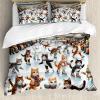 Ambesonne Cat Duvet Cover Set, Romantic Date Night of Kitties Drinking Milkshake Cozy Night Scene Valentines, Decorative 3 Piece Bedding Set with 2 Pillow Shams, California King, Dark Blue Apricot(Orange Brown Pale Blue)