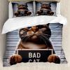 Ambesonne Cat Duvet Cover Set, Romantic Date Night of Kitties Drinking Milkshake Cozy Night Scene Valentines, Decorative 3 Piece Bedding Set with 2 Pillow Shams, California King, Dark Blue Apricot(Umber and Pale Blue Grey)