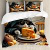Ambesonne Cat Duvet Cover Set, Romantic Date Night of Kitties Drinking Milkshake Cozy Night Scene Valentines, Decorative 3 Piece Bedding Set with 2 Pillow Shams, California King, Dark Blue Apricot(Marigold and Charcoal Grey)