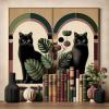 Ambesonne Cat Duvet Cover Set, Romantic Date Night of Kitties Drinking Milkshake Cozy Night Scene Valentines, Decorative 3 Piece Bedding Set with 2 Pillow Shams, California King, Dark Blue Apricot(Sand Brown Maroon Green)