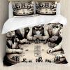 Ambesonne Cat Duvet Cover Set, Romantic Date Night of Kitties Drinking Milkshake Cozy Night Scene Valentines, Decorative 3 Piece Bedding Set with 2 Pillow Shams, California King, Dark Blue Apricot(Ivory Dark Taupe)