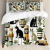 Ambesonne Cat Duvet Cover Set, Romantic Date Night of Kitties Drinking Milkshake Cozy Night Scene Valentines, Decorative 3 Piece Bedding Set with 2 Pillow Shams, California King, Dark Blue Apricot(Black Ginger Mint Green)
