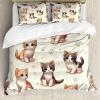 Ambesonne Cat Duvet Cover Set, Romantic Date Night of Kitties Drinking Milkshake Cozy Night Scene Valentines, Decorative 3 Piece Bedding Set with 2 Pillow Shams, California King, Dark Blue Apricot(Ivory Apricot and Dark Grey)