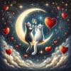 Ambesonne Cat Duvet Cover Set, Romantic Date Night of Kitties Drinking Milkshake Cozy Night Scene Valentines, Decorative 3 Piece Bedding Set with 2 Pillow Shams, California King, Dark Blue Apricot(Dark Night Blue Vermilion)