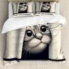 Ambesonne Cat Duvet Cover Set, Romantic Date Night of Kitties Drinking Milkshake Cozy Night Scene Valentines, Decorative 3 Piece Bedding Set with 2 Pillow Shams, California King, Dark Blue Apricot(Dark Blue Ivory)