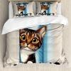 Ambesonne Cat Duvet Cover Set, Romantic Date Night of Kitties Drinking Milkshake Cozy Night Scene Valentines, Decorative 3 Piece Bedding Set with 2 Pillow Shams, California King, Dark Blue Apricot(Blue Coconut Chocolate)