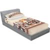 Ambesonne Cat Fitted Sheet & Pillow Sham Set, Romantic Date Night of Kitties Drinking Milkshake Cozy Night Scene Valentines, Decorative Printed 3 Piece Bedding Decor Set, Queen, Dark Blue Apricot(Grey Orange and Pale Tan)