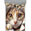 Ambesonne Cat Fitted Sheet & Pillow Sham Set, Romantic Date Night of Kitties Drinking Milkshake Cozy Night Scene Valentines, Decorative Printed 3 Piece Bedding Decor Set, Queen, Dark Blue Apricot(Multicolor)
