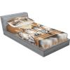 Ambesonne Cat Fitted Sheet & Pillow Sham Set, Romantic Date Night of Kitties Drinking Milkshake Cozy Night Scene Valentines, Decorative Printed 3 Piece Bedding Decor Set, Queen, Dark Blue Apricot(Pastel Brown and Pale Grey)