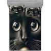 Ambesonne Cat Fitted Sheet & Pillow Sham Set, Romantic Date Night of Kitties Drinking Milkshake Cozy Night Scene Valentines, Decorative Printed 3 Piece Bedding Decor Set, Queen, Dark Blue Apricot(Charcoal Grey)