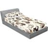 Ambesonne Cat Fitted Sheet & Pillow Sham Set, Romantic Date Night of Kitties Drinking Milkshake Cozy Night Scene Valentines, Decorative Printed 3 Piece Bedding Decor Set, Queen, Dark Blue Apricot(Off White Taupe and Grey)