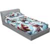 Ambesonne Cat Fitted Sheet & Pillow Sham Set, Romantic Date Night of Kitties Drinking Milkshake Cozy Night Scene Valentines, Decorative Printed 3 Piece Bedding Decor Set, Queen, Dark Blue Apricot(Soft Blue Burnt Orange)