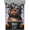 Ambesonne Cat Fitted Sheet & Pillow Sham Set, Romantic Date Night of Kitties Drinking Milkshake Cozy Night Scene Valentines, Decorative Printed 3 Piece Bedding Decor Set, Queen, Dark Blue Apricot(Umber and Pale Blue Grey)