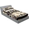 Ambesonne Cat Fitted Sheet & Pillow Sham Set, Romantic Date Night of Kitties Drinking Milkshake Cozy Night Scene Valentines, Decorative Printed 3 Piece Bedding Decor Set, Queen, Dark Blue Apricot(Ivory Dark Taupe)