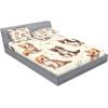 Ambesonne Cat Fitted Sheet & Pillow Sham Set, Romantic Date Night of Kitties Drinking Milkshake Cozy Night Scene Valentines, Decorative Printed 3 Piece Bedding Decor Set, Queen, Dark Blue Apricot(Ivory Apricot and Dark Grey)