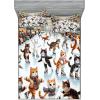 Ambesonne Cat Fitted Sheet & Pillow Sham Set, Romantic Date Night of Kitties Drinking Milkshake Cozy Night Scene Valentines, Decorative Printed 3 Piece Bedding Decor Set, Queen, Dark Blue Apricot(Orange Brown Pale Blue)